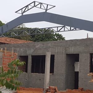 Quanta poliesportiva fabricação tesoura de arco no diâmetro de vinte metros por na largura de um metro trinta e cinco metros de comprimentos. Fabricado na chapa 12